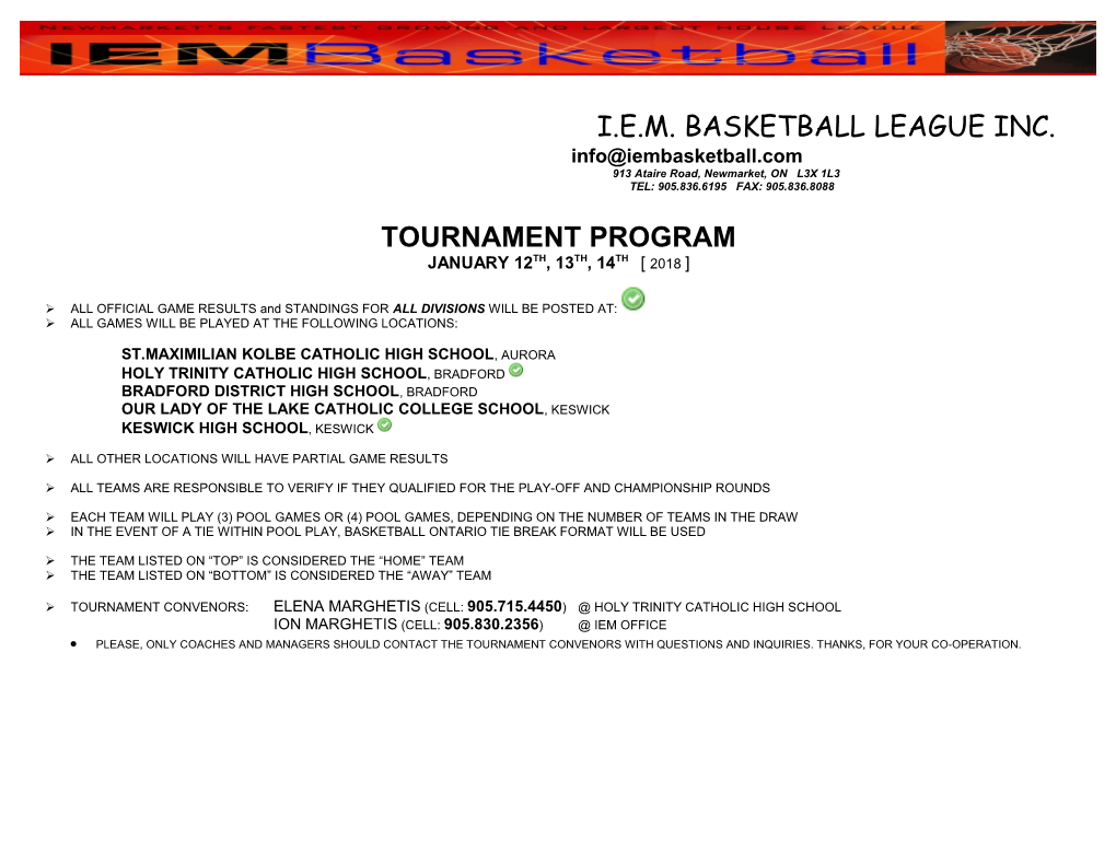 I.E.M. Basketball League Inc s1