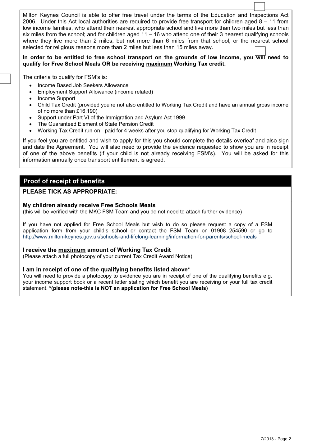 Application Form for Transport for a Young Person Under 16 Years of Age with Special Educational