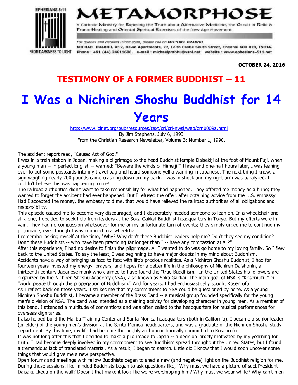 I Was a Nichiren Shoshu Buddhist for 14 Years