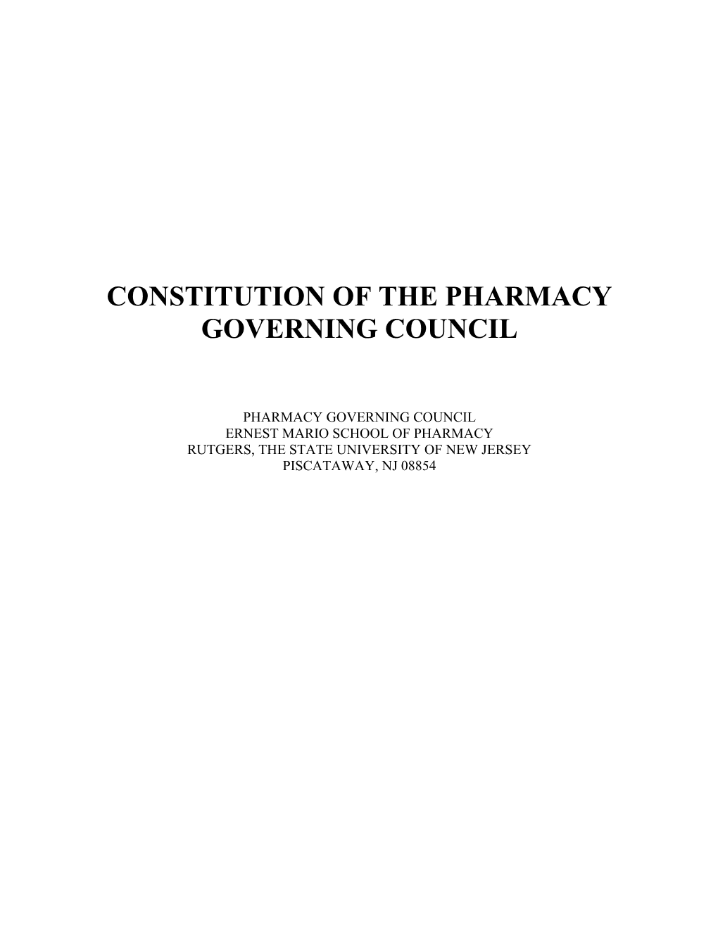 Constitution of the Pharmacy Governing Council