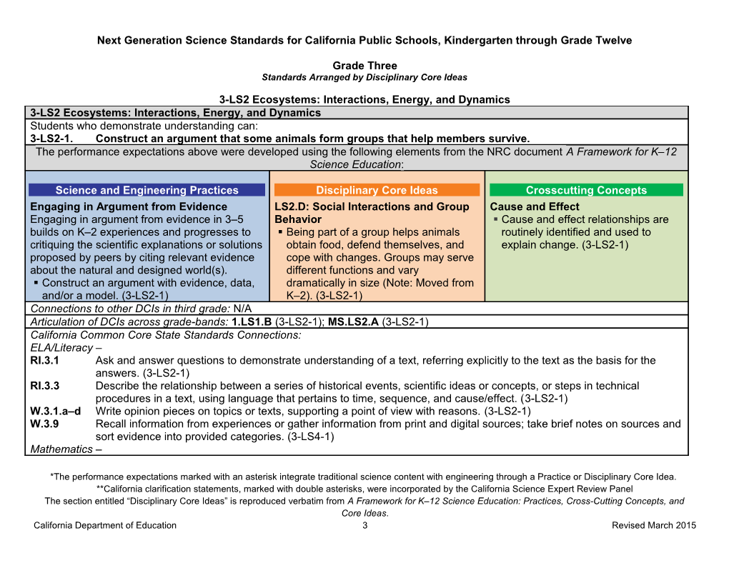 Grade 3 Standards - NGSS (CA Dept Of Education)