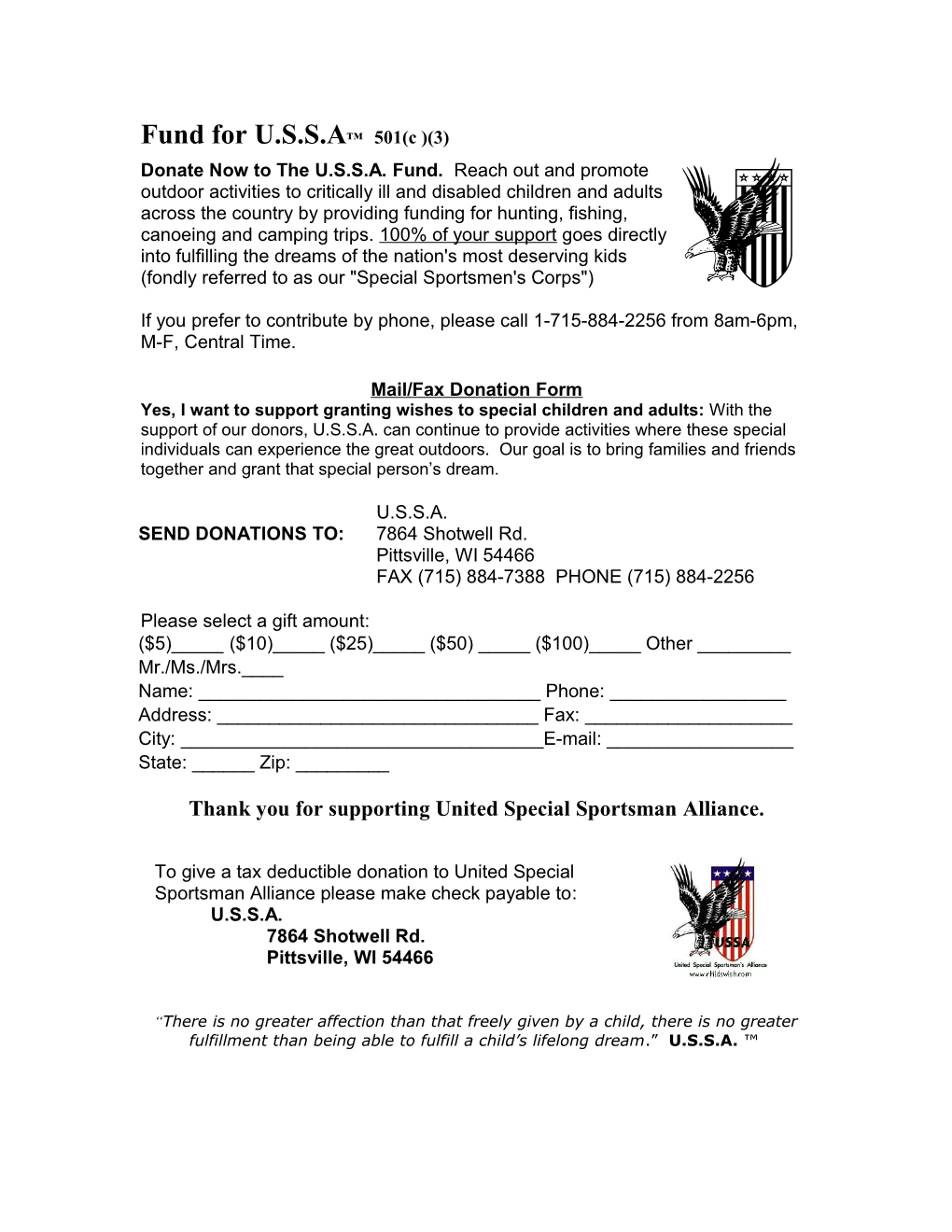 Mail/Fax Donation Form