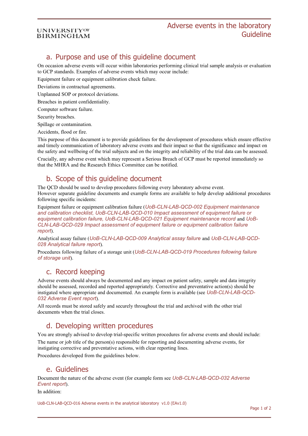 Purpose and Use of This Guideline Document
