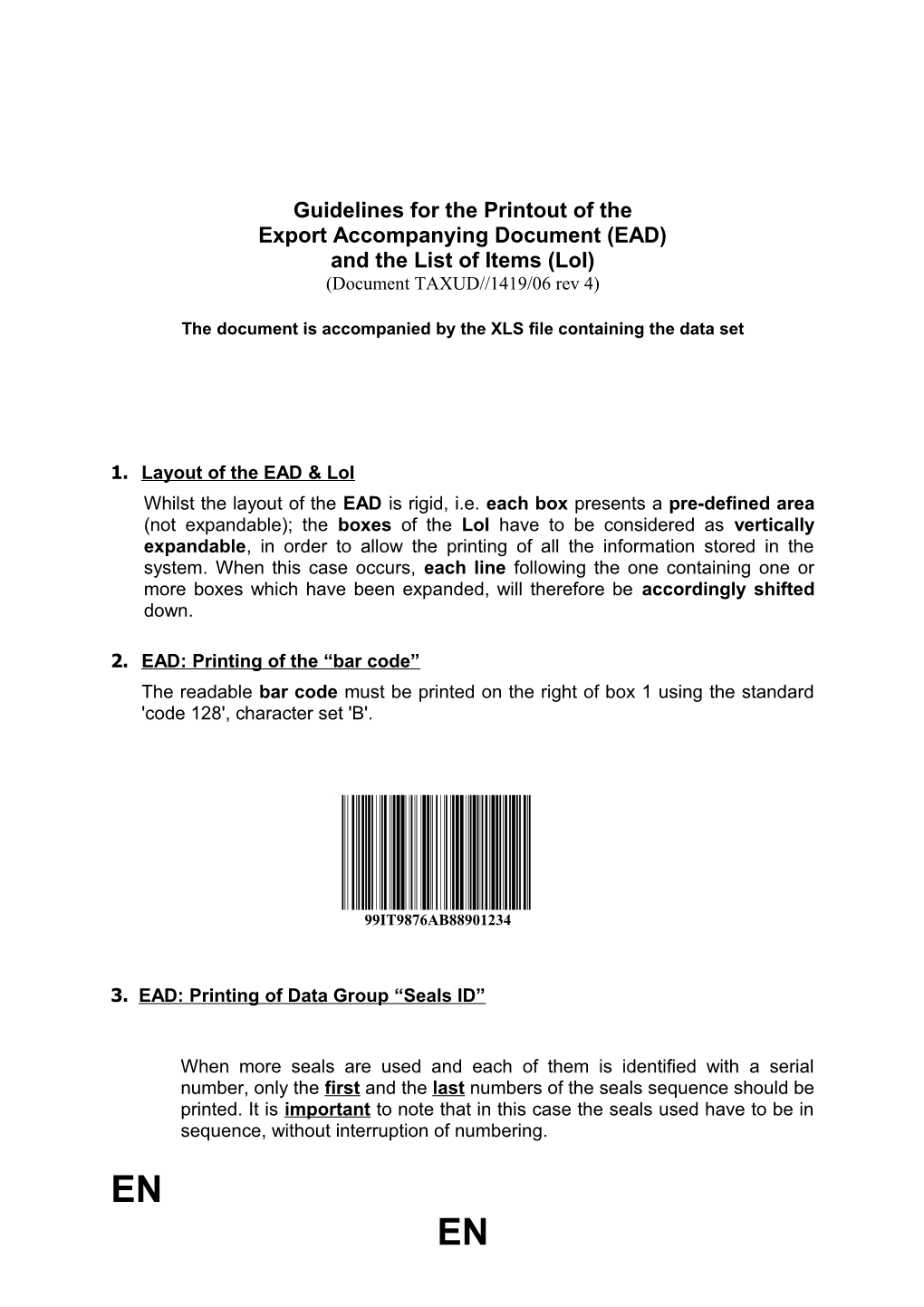 Guidelines for the Printout of The