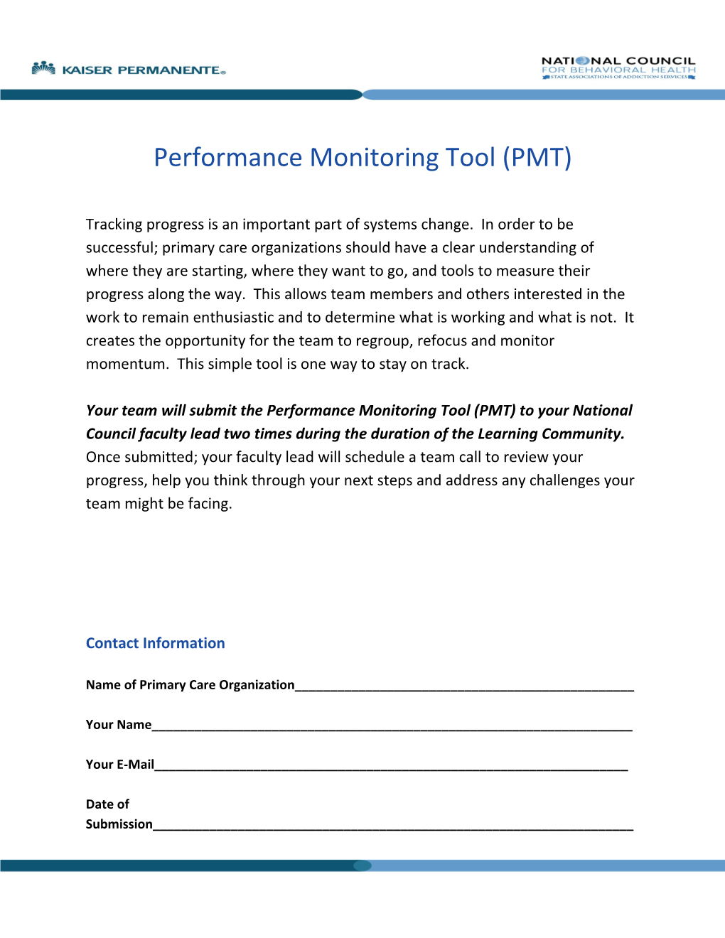 Performance Monitoring Tool (PMT)