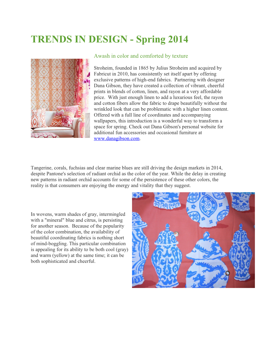 TRENDS in DESIGN - Spring 2014