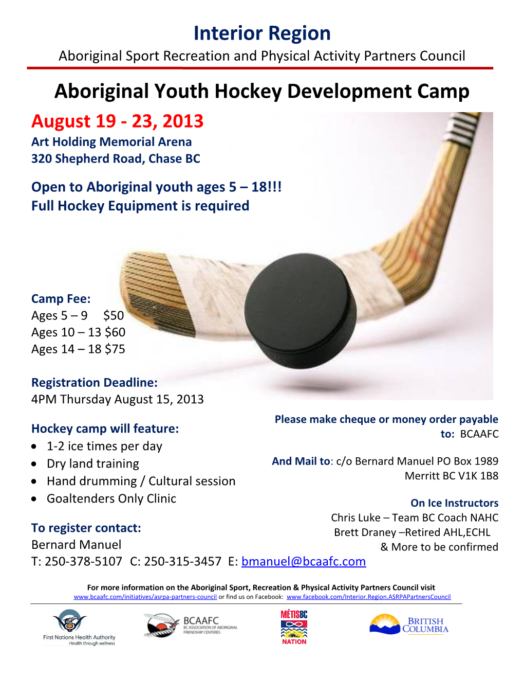 Aboriginal Youth Hockey Development Camp