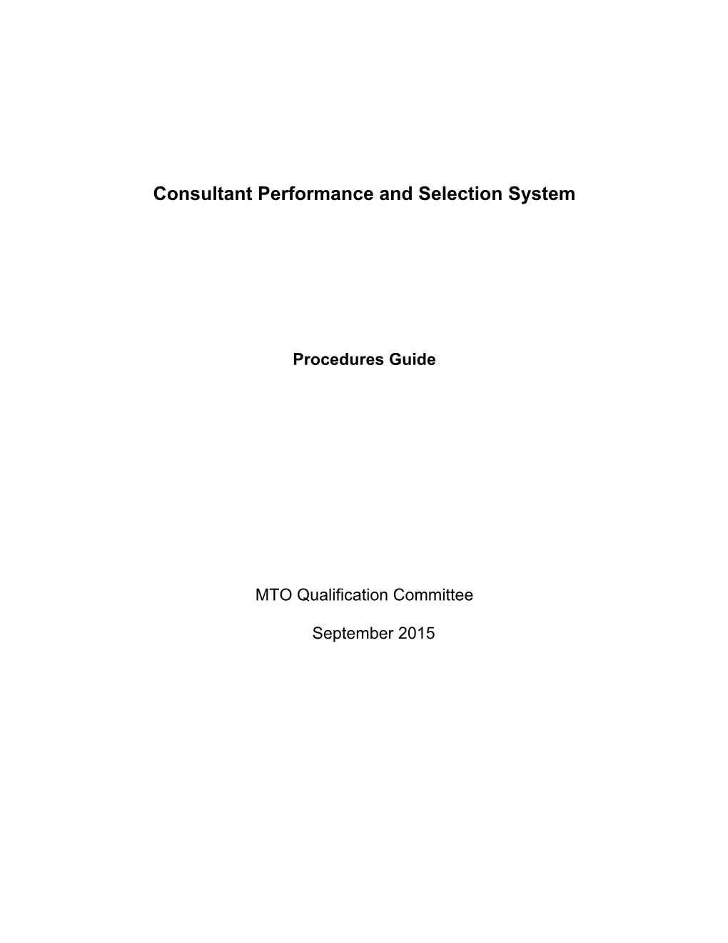 Consultant Performance and Selection System