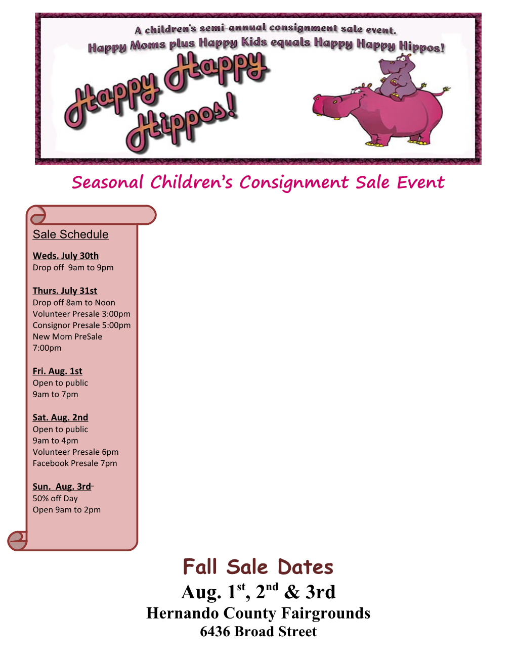 Seasonal Children S Consignment Sale Event