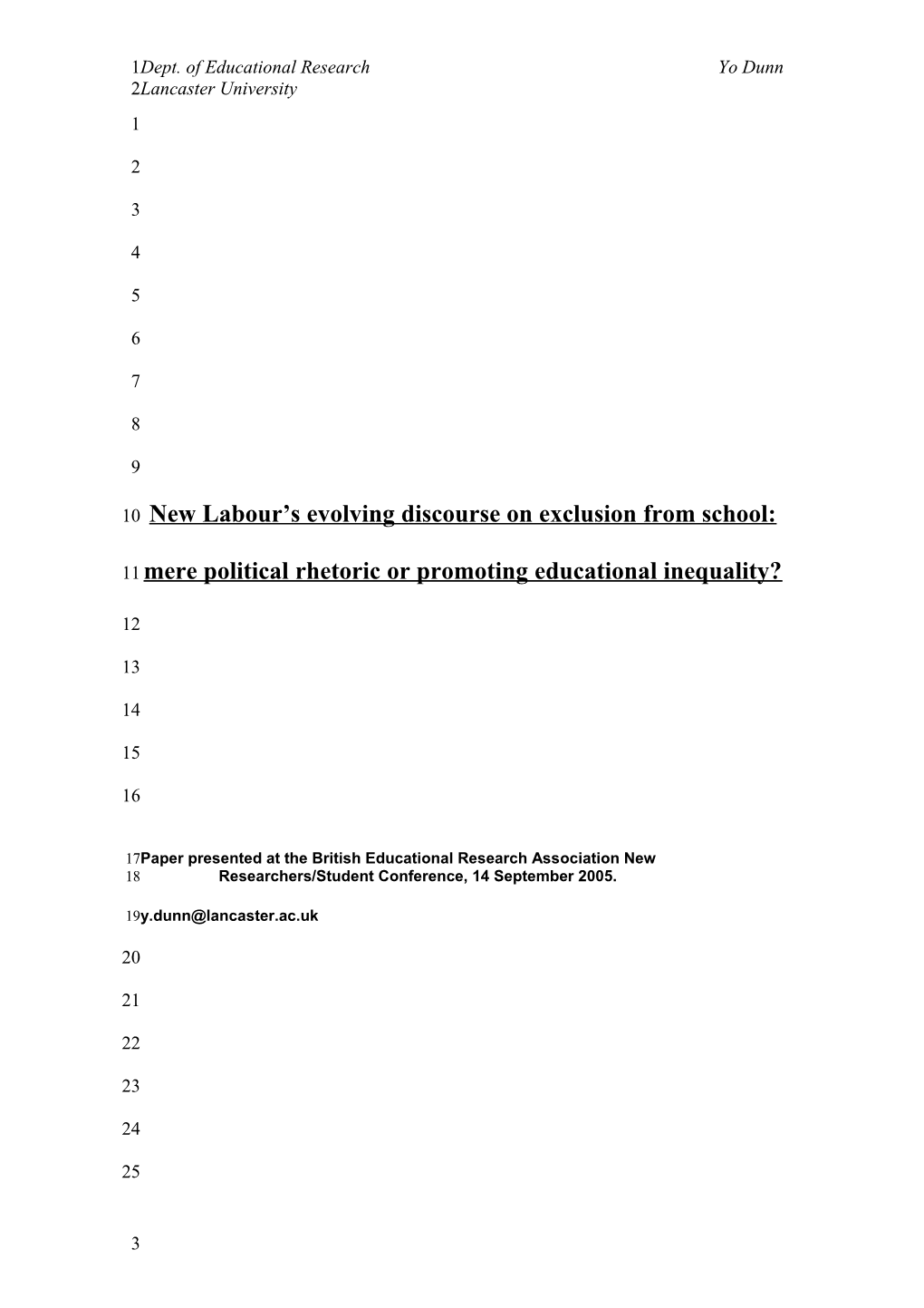 A Story of Three Press Releases: the Evolution of Government Discourse Surrounding Exclusion