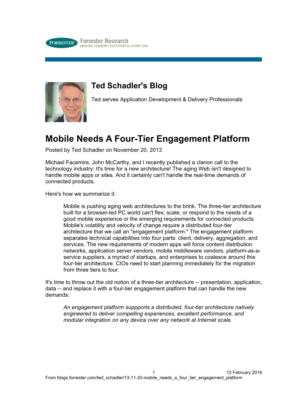 Mobile Needs a Four-Tier Engagement Platform