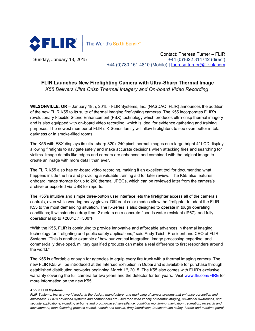 FLIR Launches New Firefighting Camera with Ultra-Sharp Thermal Image