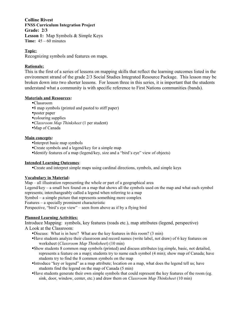 FNSS Curriculum Integration Project