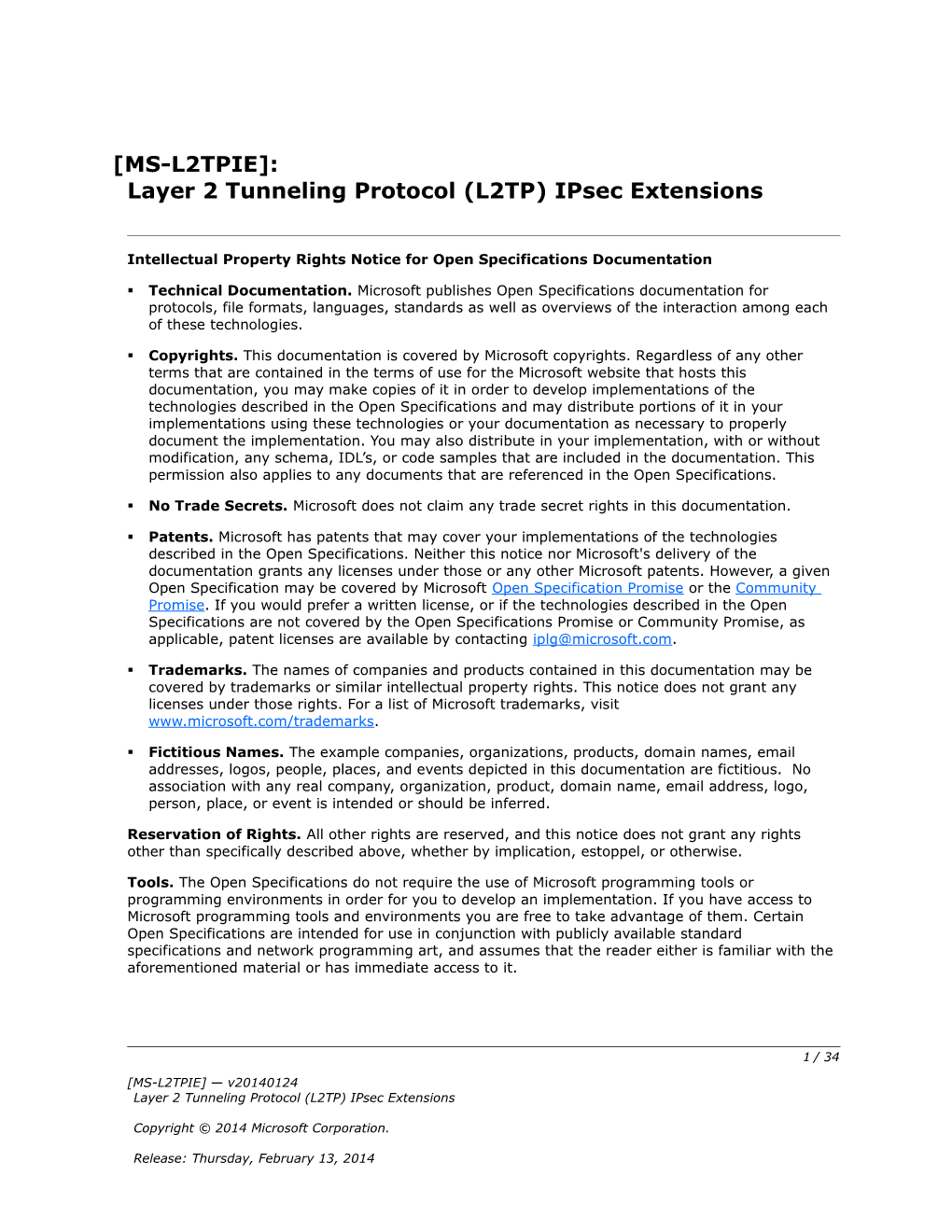 Intellectual Property Rights Notice for Open Specifications Documentation s131