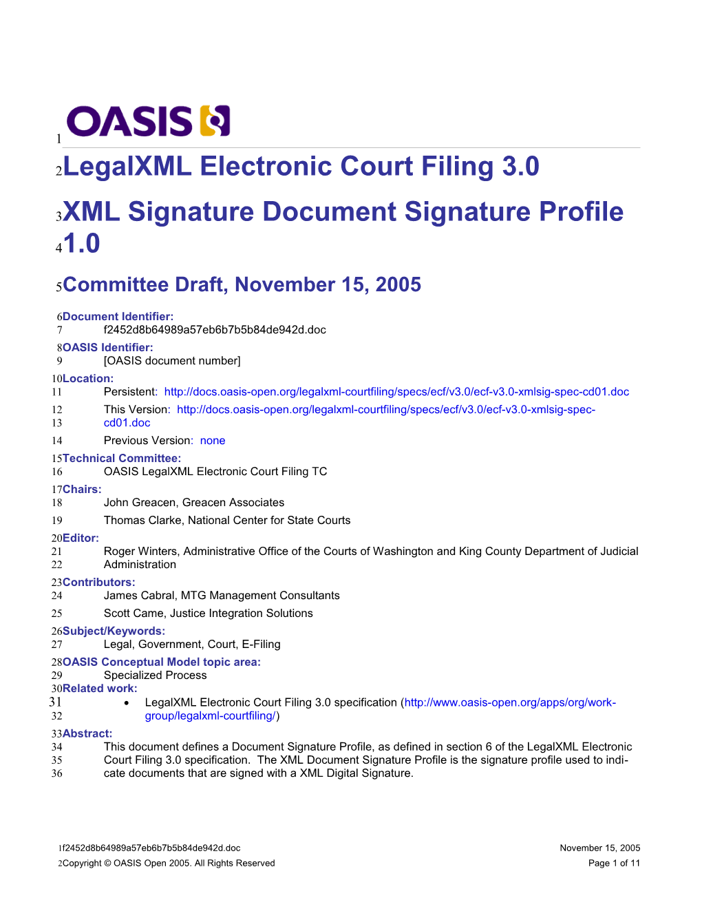 Legalxml Electronic Court Filing 3.0