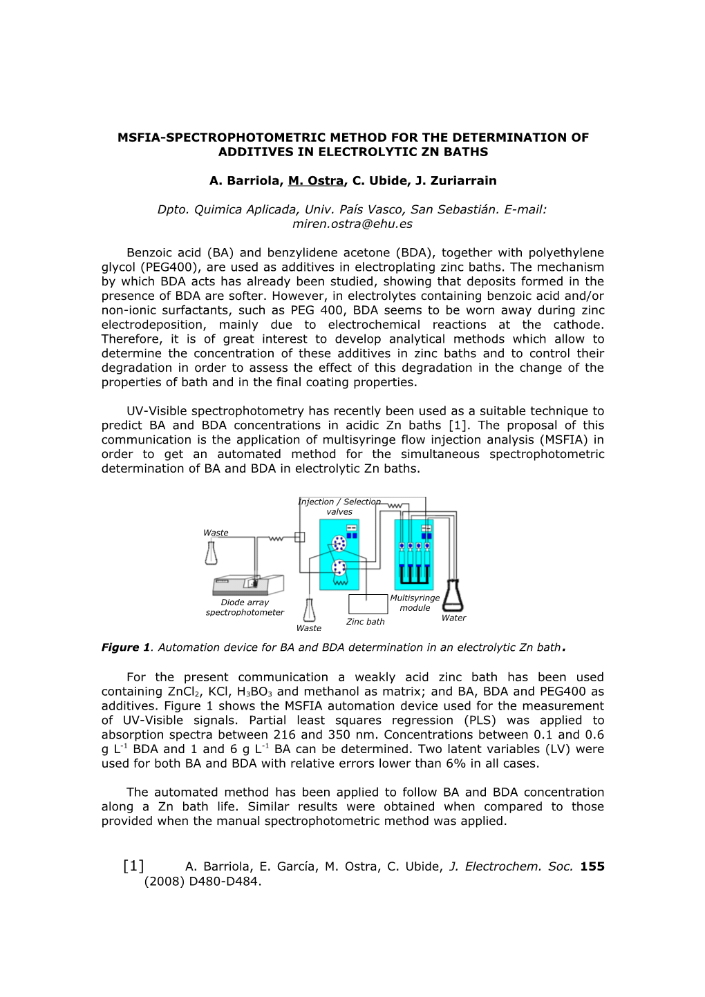 MSFIA-Spectrophotometric Method for the Determination of Additives in Electrolytic Zn Baths