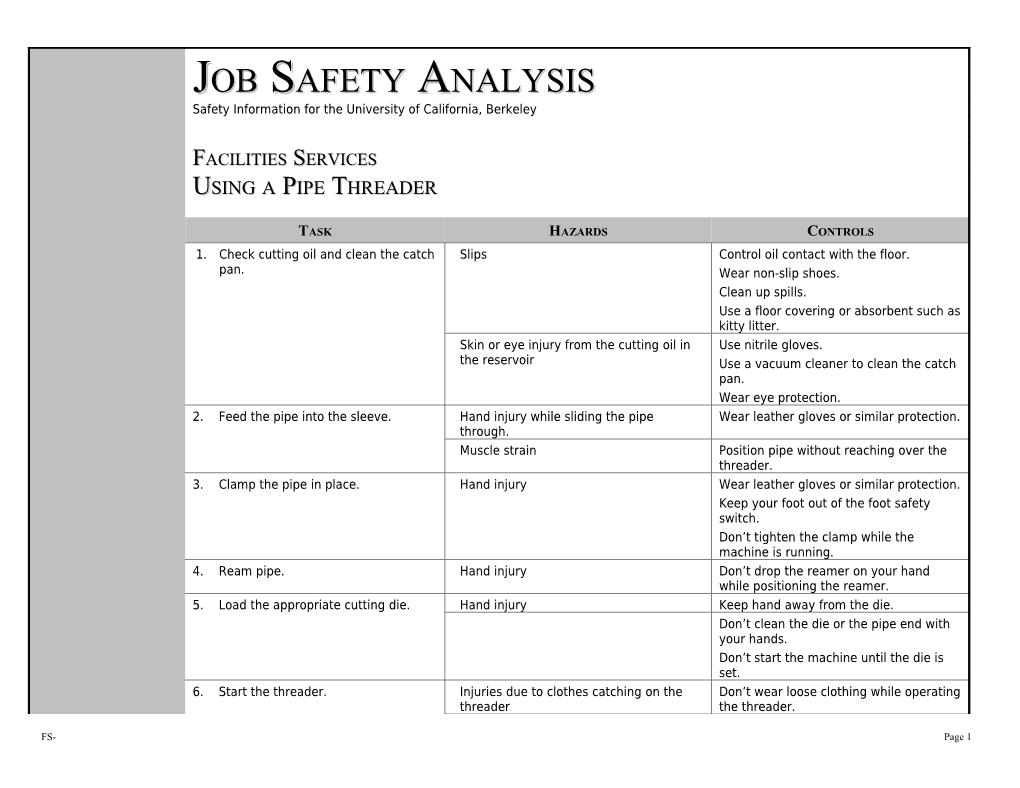 Job Safety Analysis s5