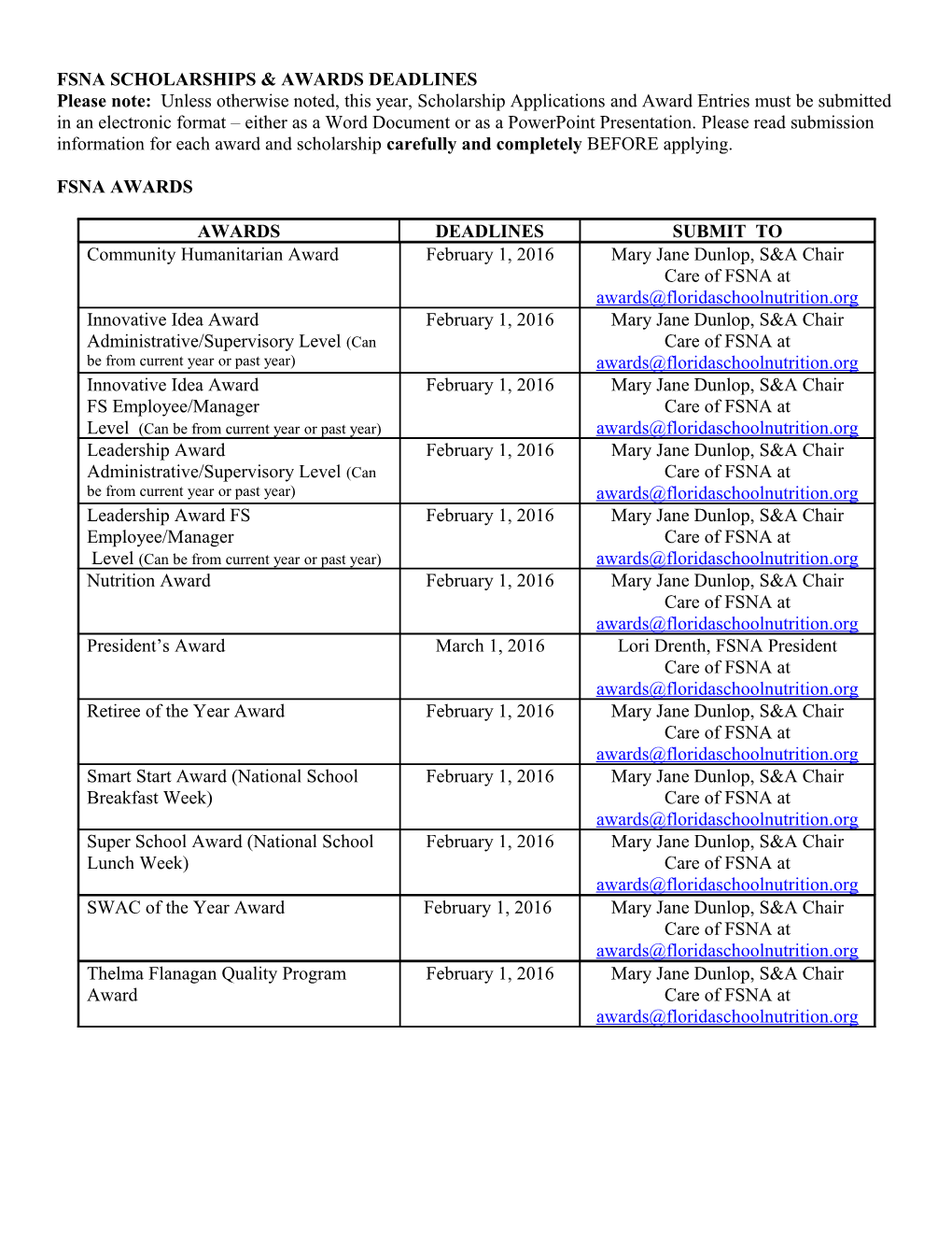 Florida School Food Service Association s2