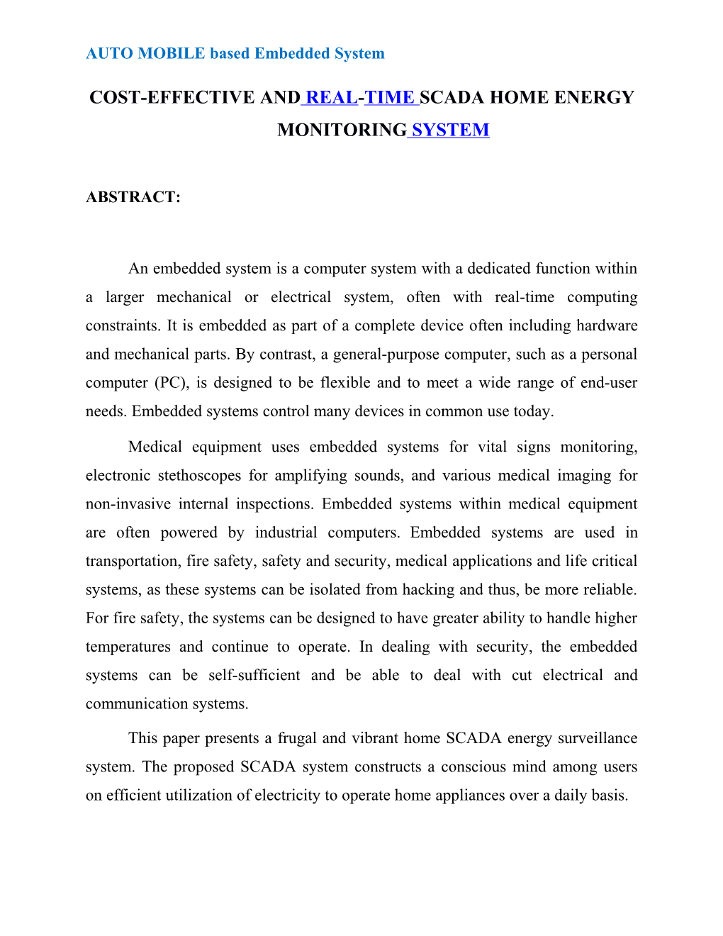 AUTO MOBILE Based Embedded System