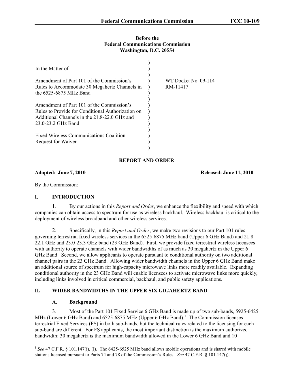 Federal Communications Commissionfcc 10-109