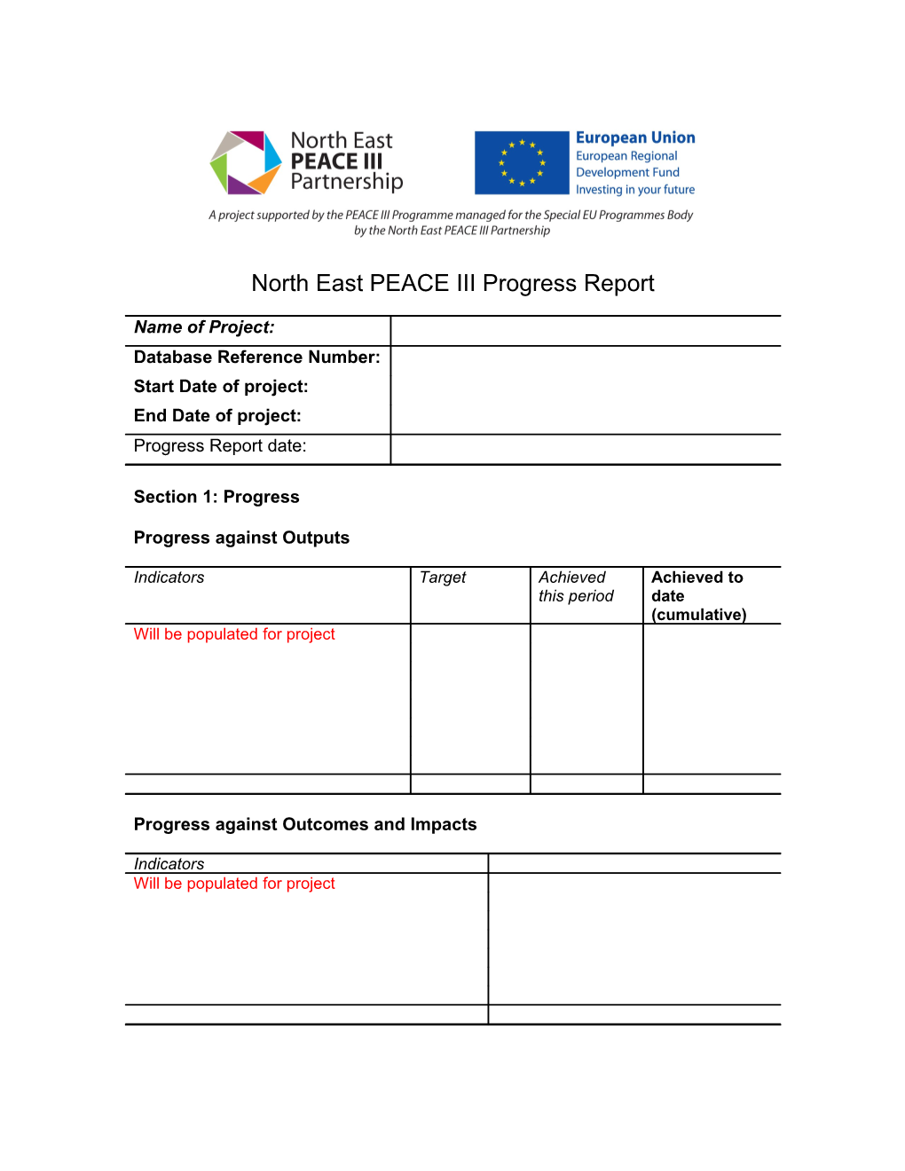 North East PEACE III Progress Report