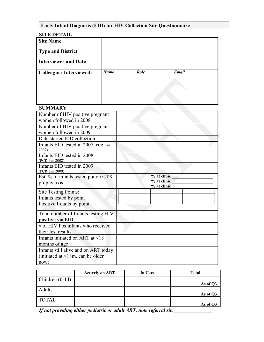 DBS Collection Site Assessment Form