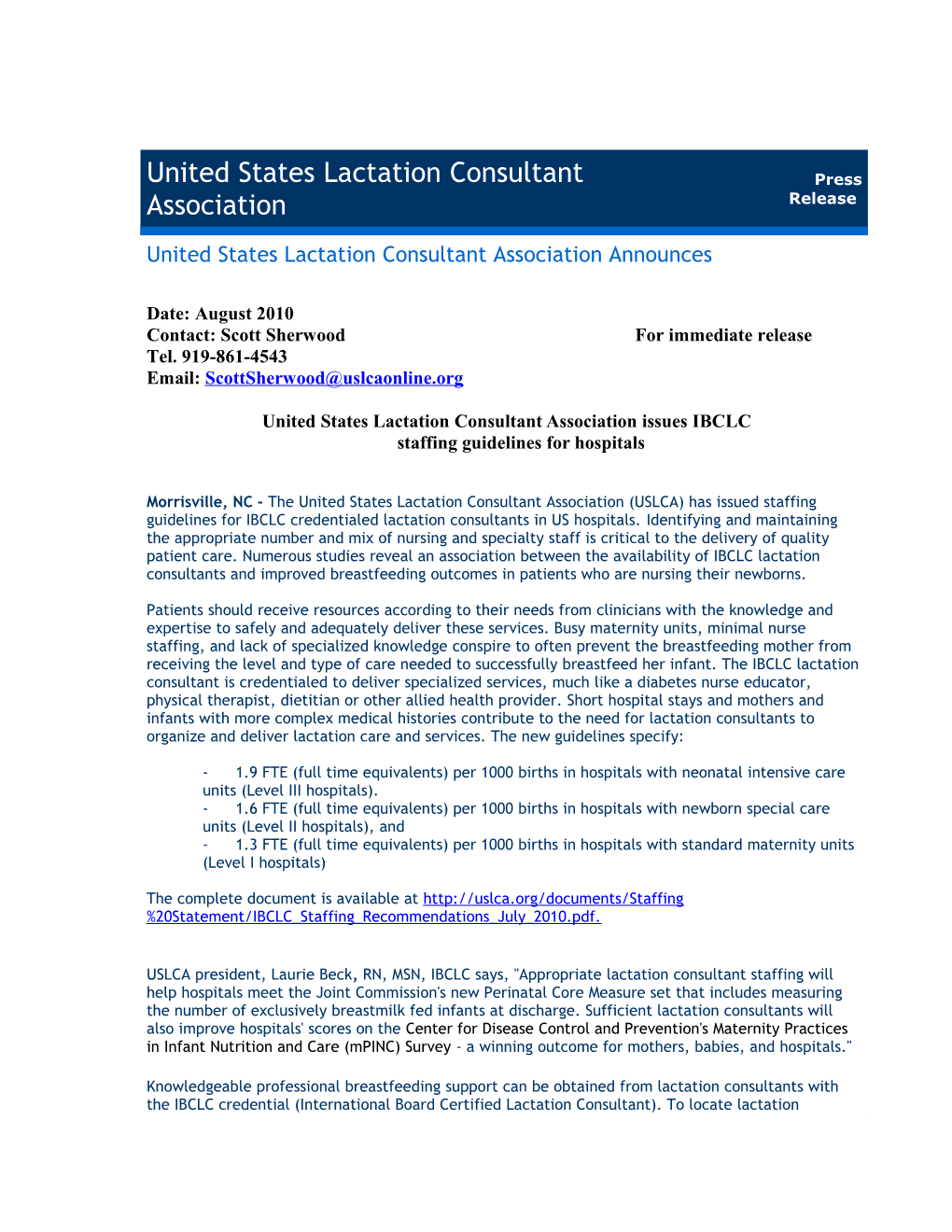 United States Lactation Consultant Association