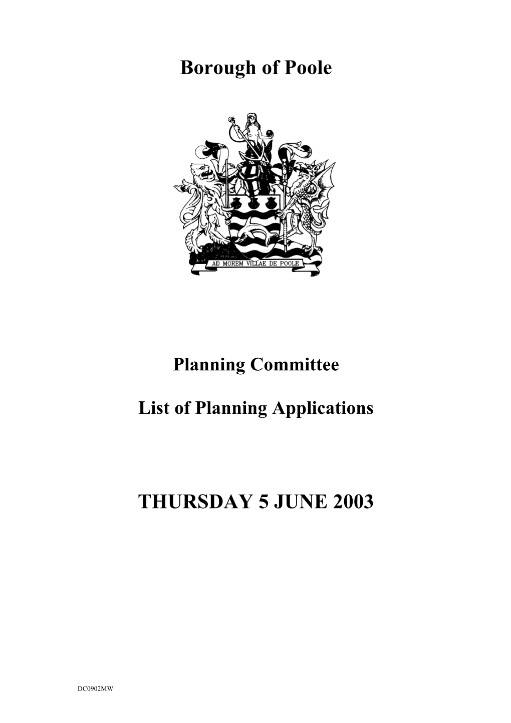 Final Plans List - 5 June 2003