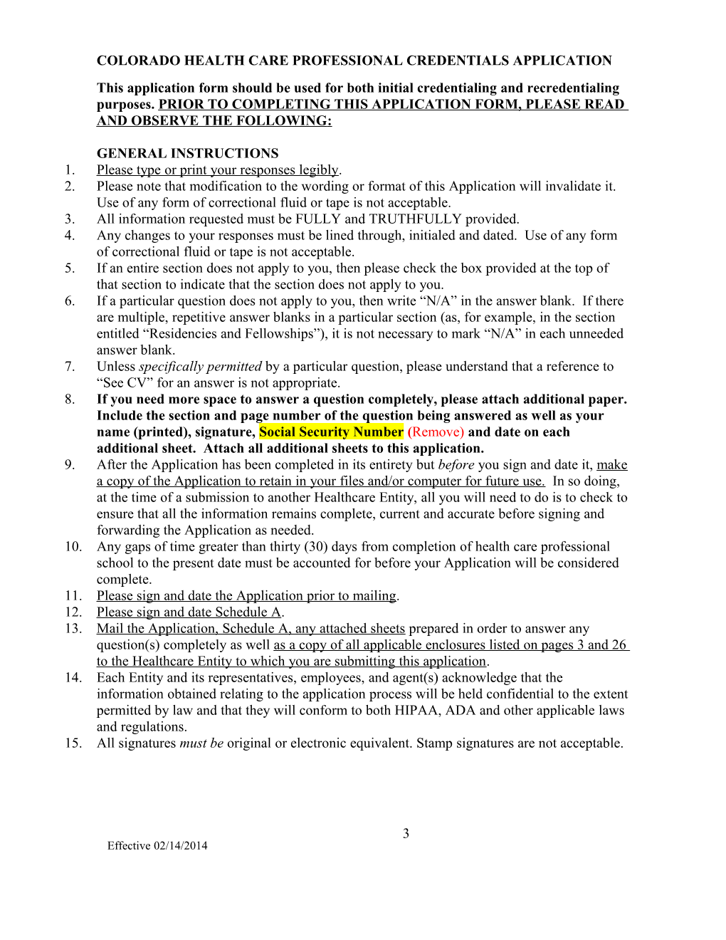 Colorado Healthcare Professional Credentials Application (CHCPCA)-Word Version s1