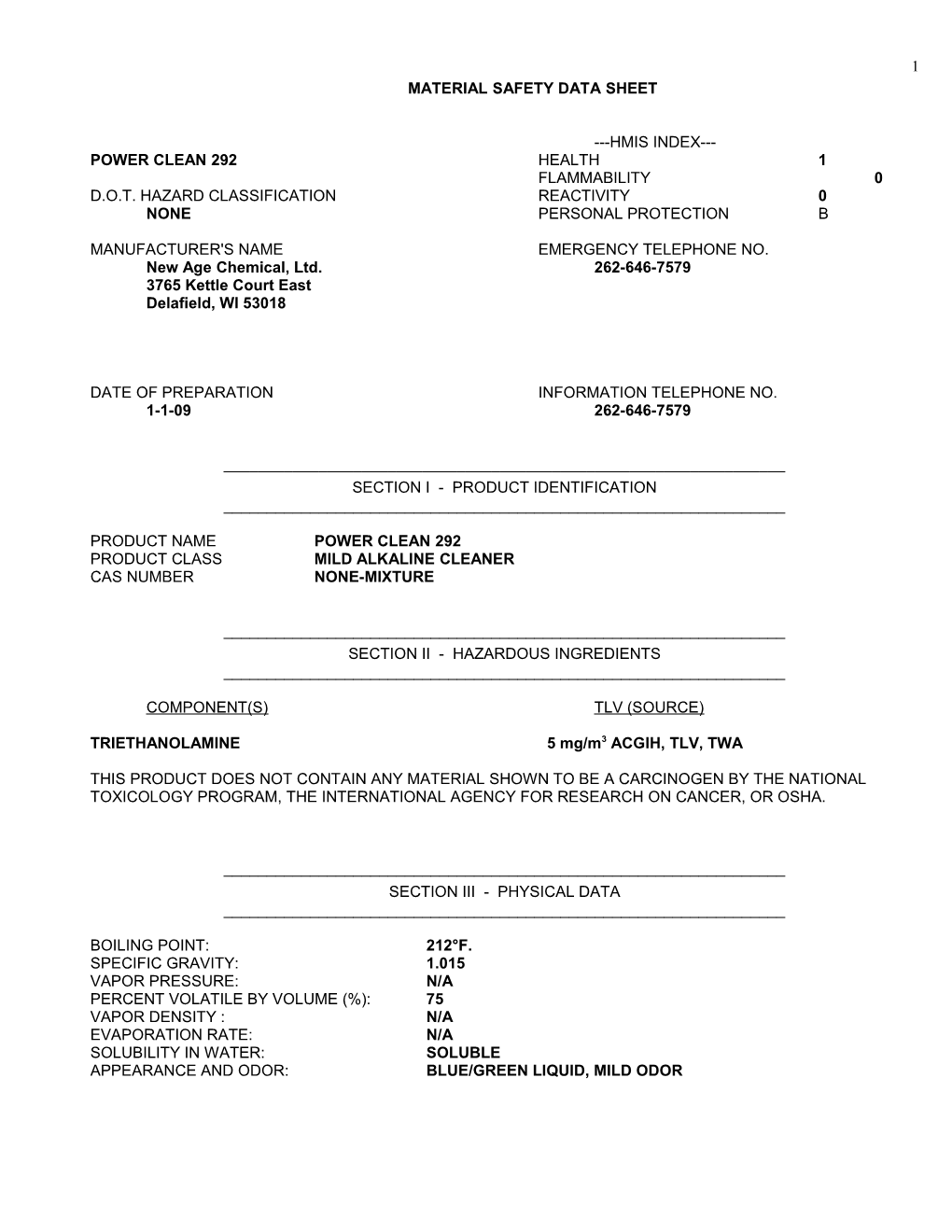 Material Safety Data Sheet s78