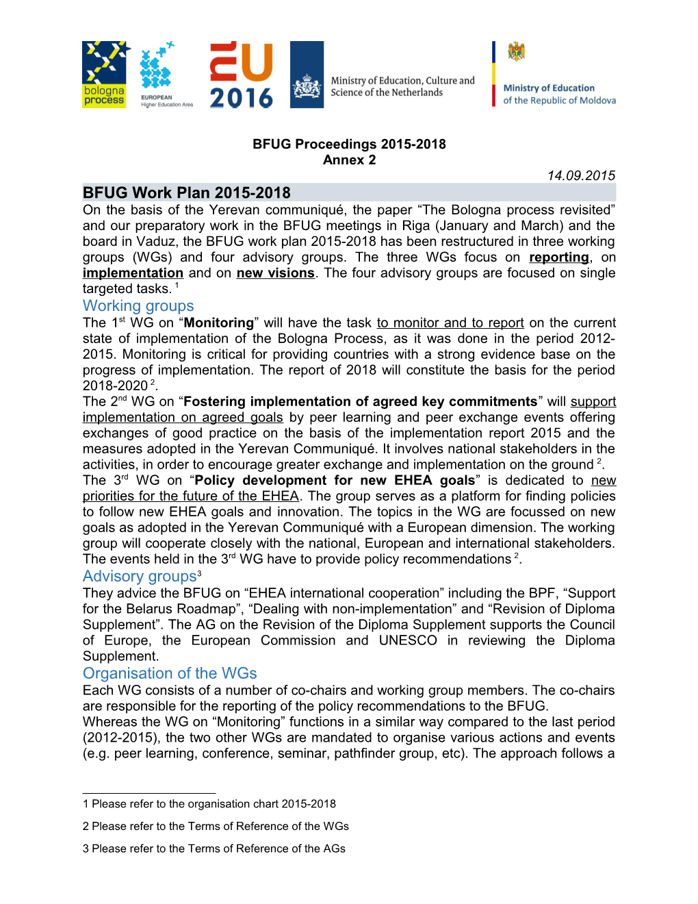 BFUG Proceedings 2015-2018