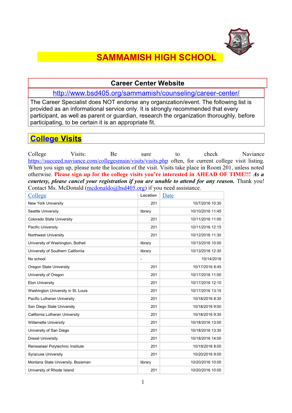 Career Center Website