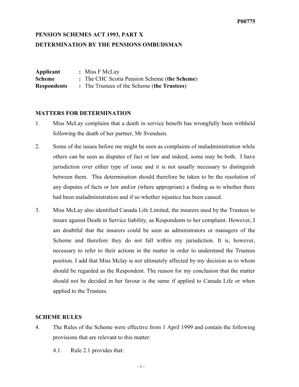 Pension Schemes Act 1993, Part X s18