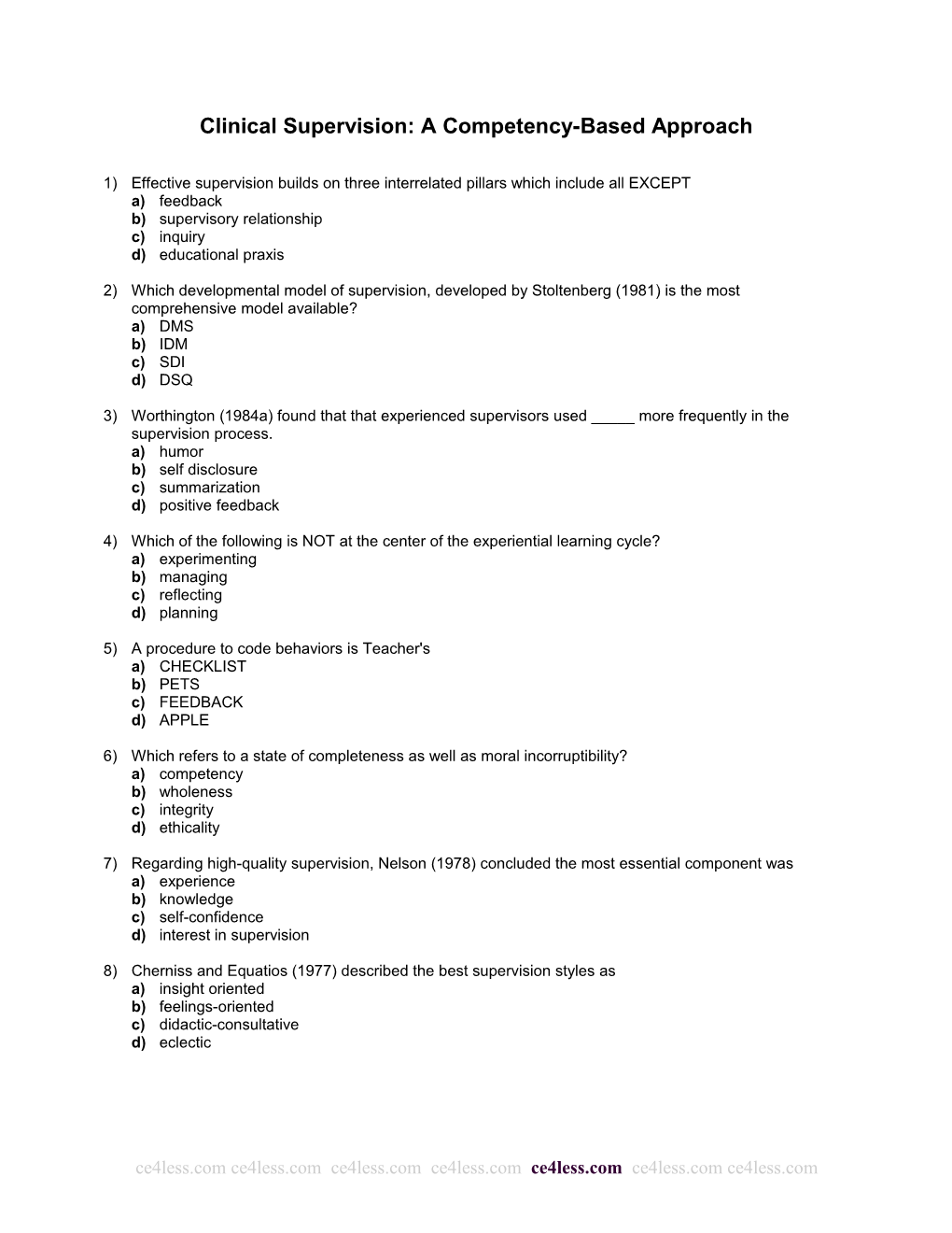 Clinical Supervision: a Competency-Based Approach