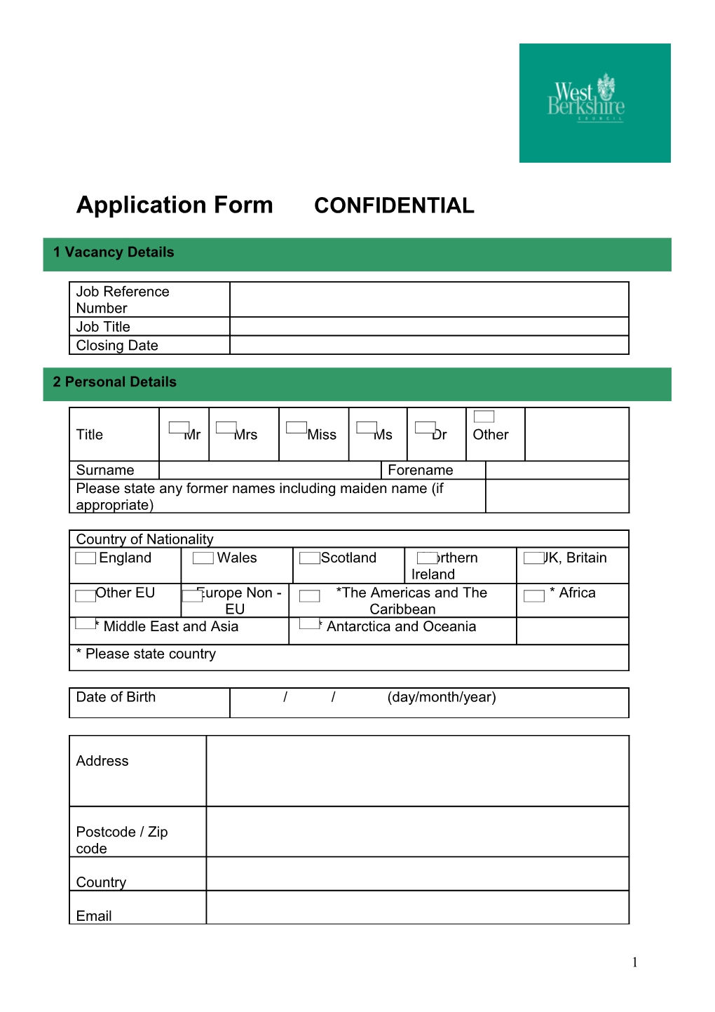 Application Form CONFIDENTIAL