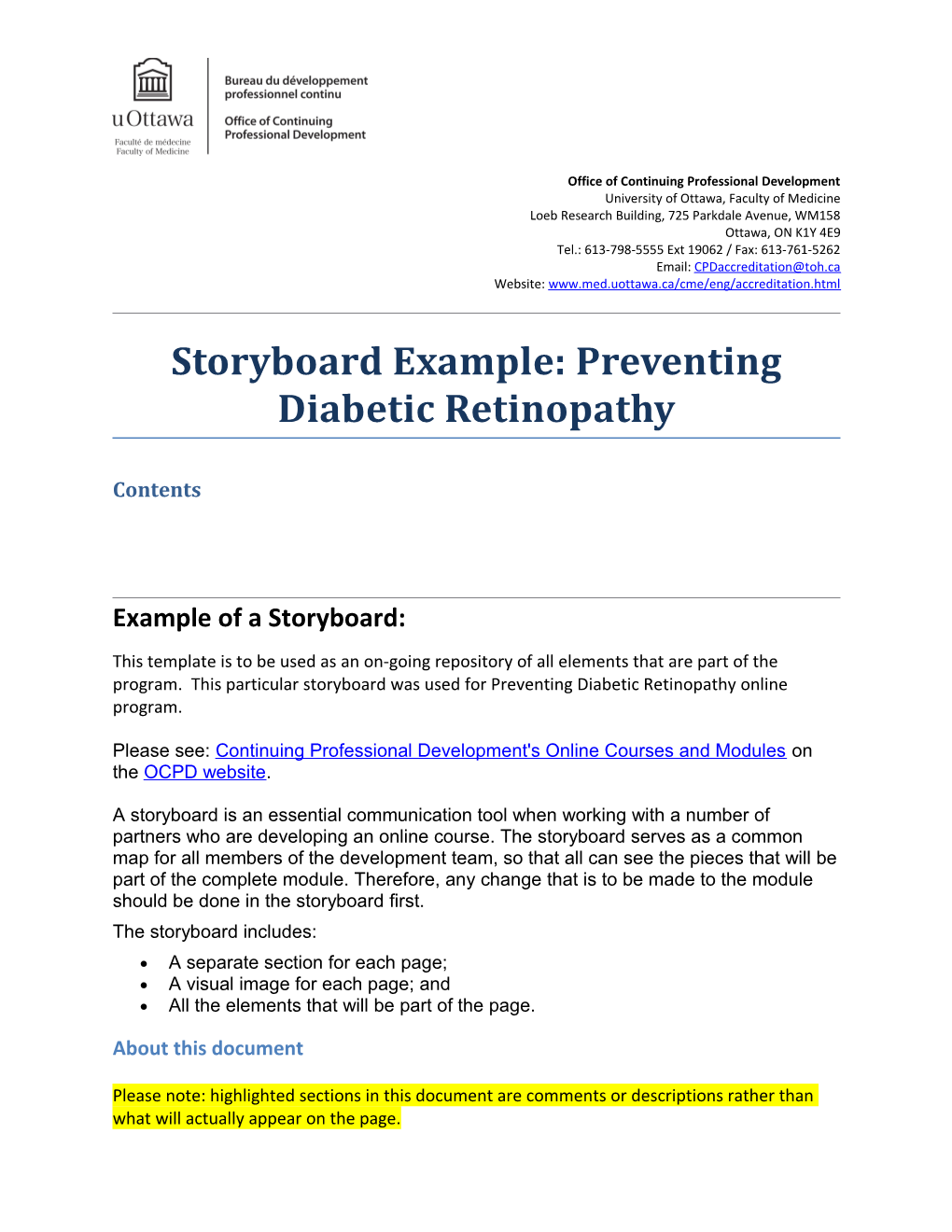 Storyboard Example: Preventing Diabetic Retinopathy