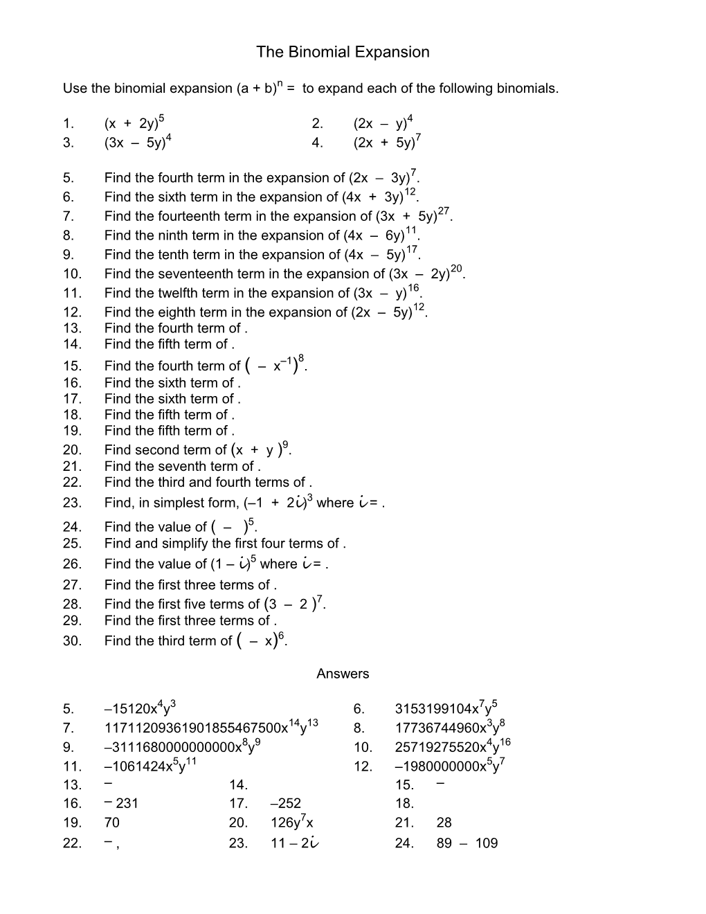 The Binomial Expansion