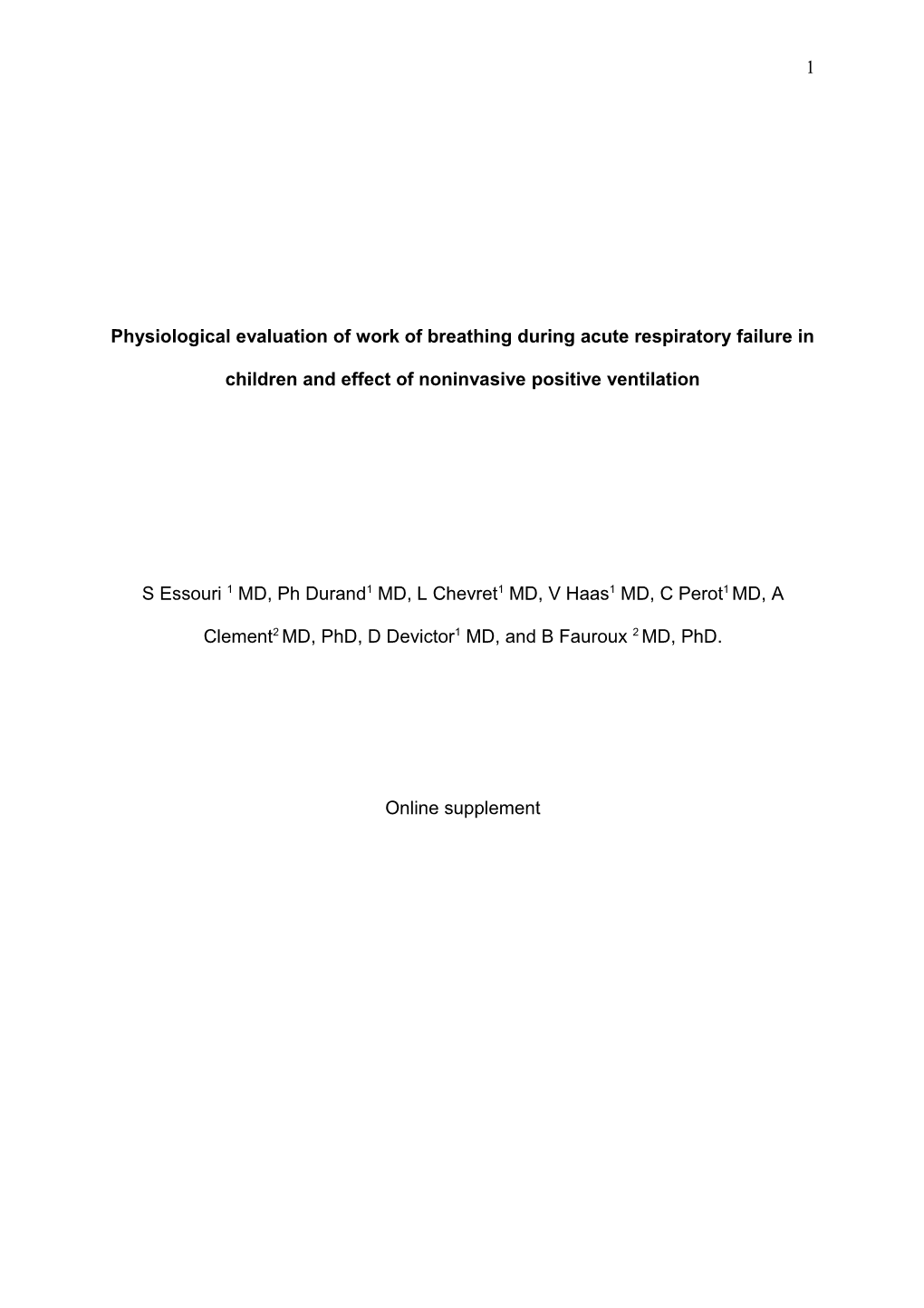 Physiological Evaluation of Work of Breathing During Acute Respiratory Failure in Children