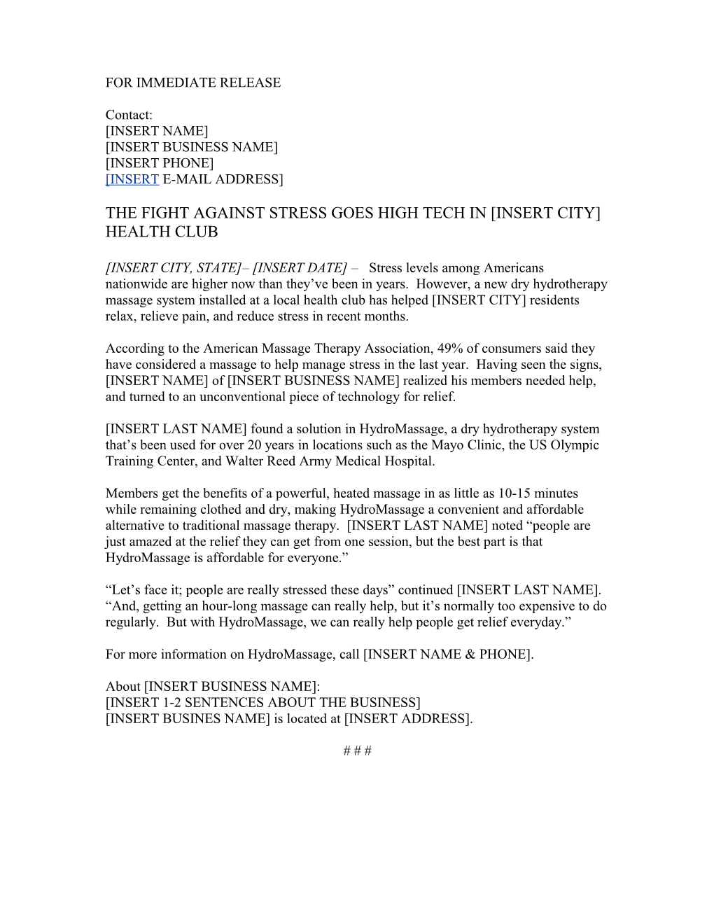 For Immediate Release s256