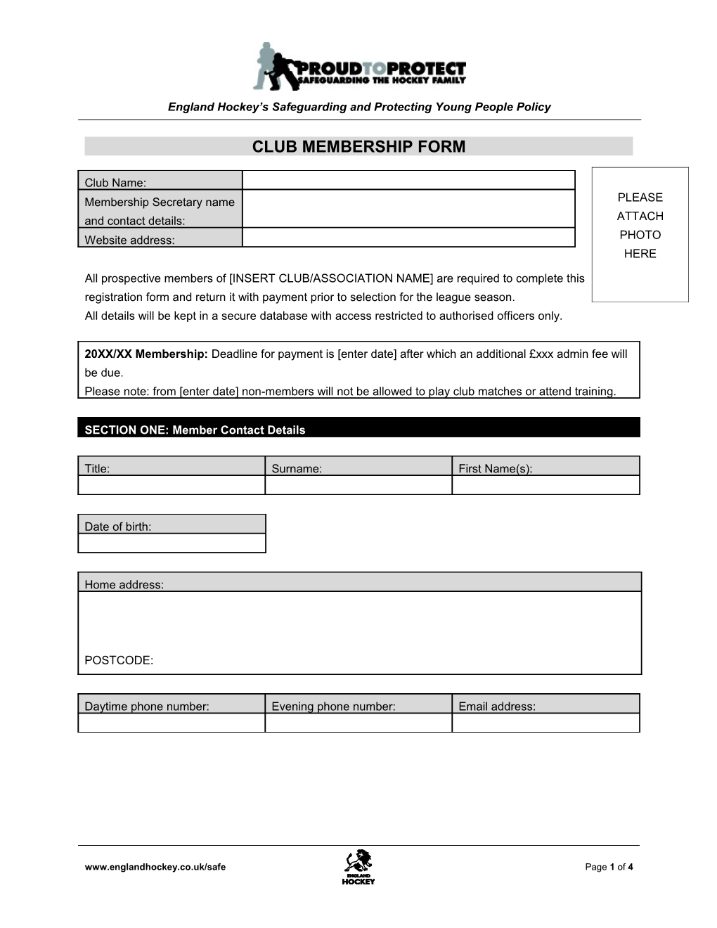 Club Membership Form