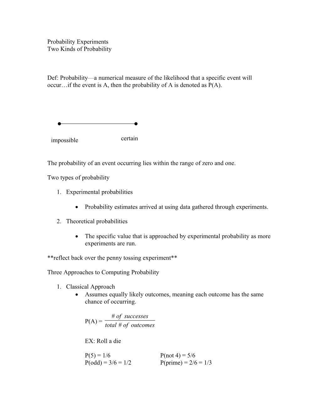 Probability Experiments