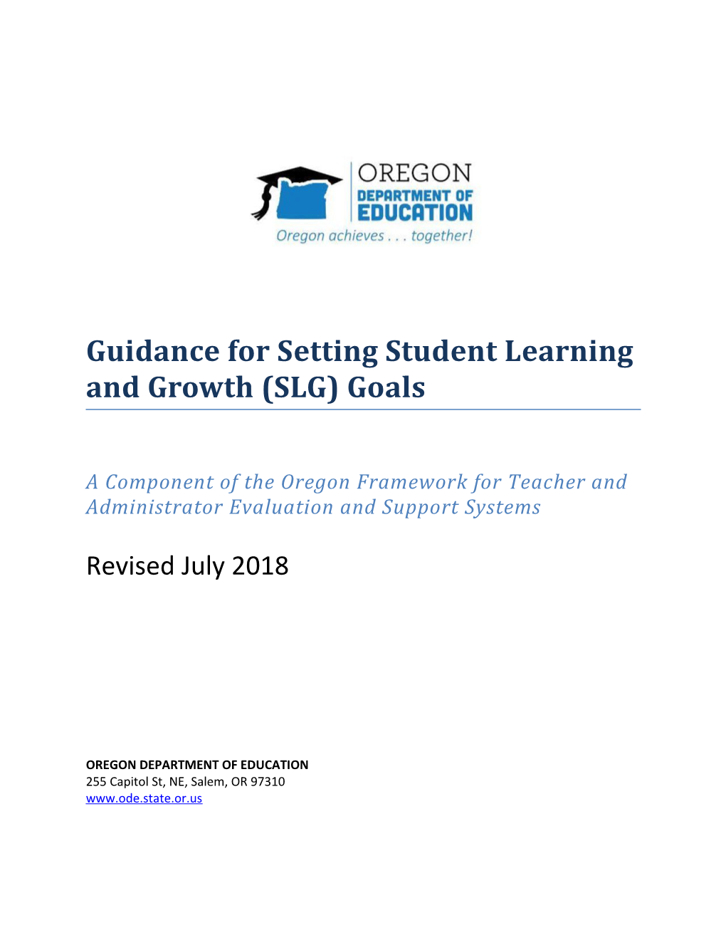 Guidance for Setting Student Learning and Growth (SLG) Goals