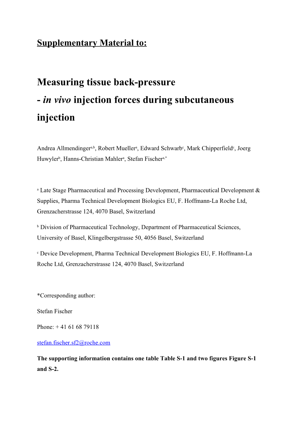 in Vivo Injection Forces During Subcutaneous Injection