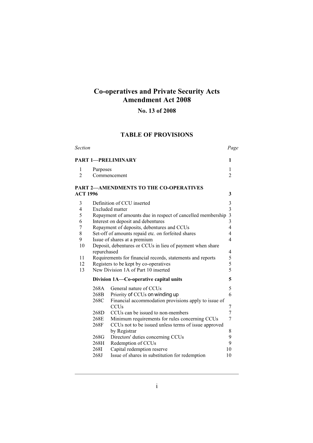 Co-Operatives and Private Security Acts Amendment Act 2008