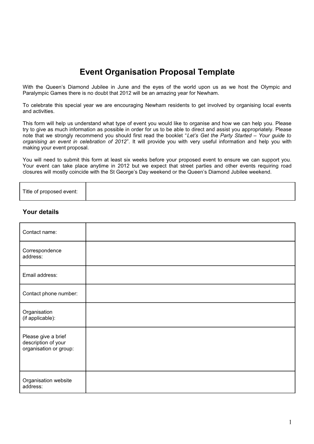 Lets Get the Party Started Event Proposal Template