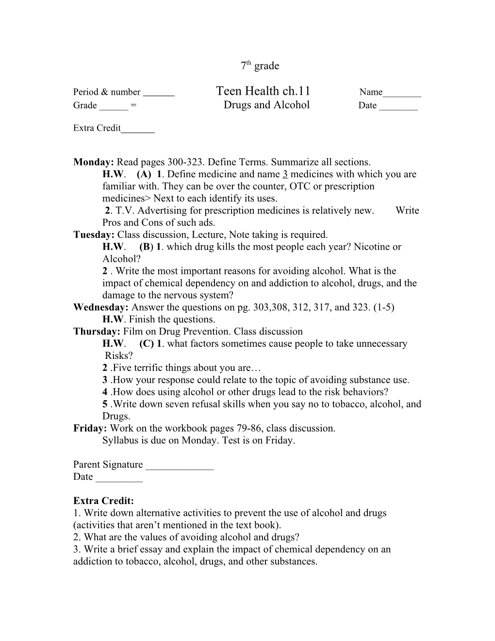 Period & Number Teen Health Ch