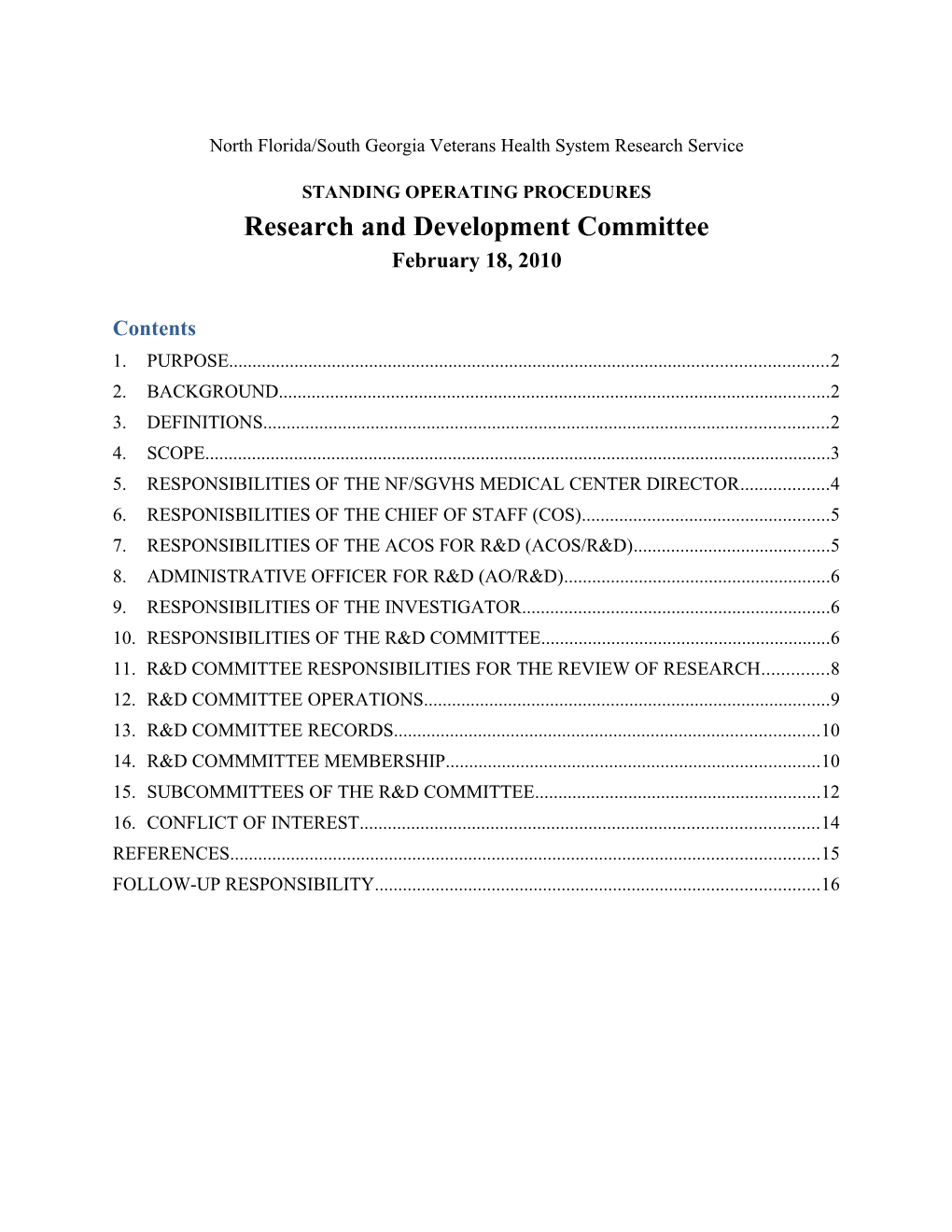 Research and Development Committee SOP 2