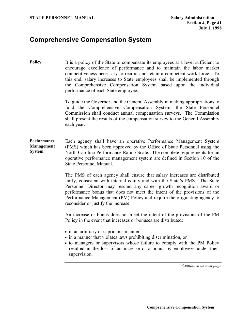 Comprehensive Compensation System