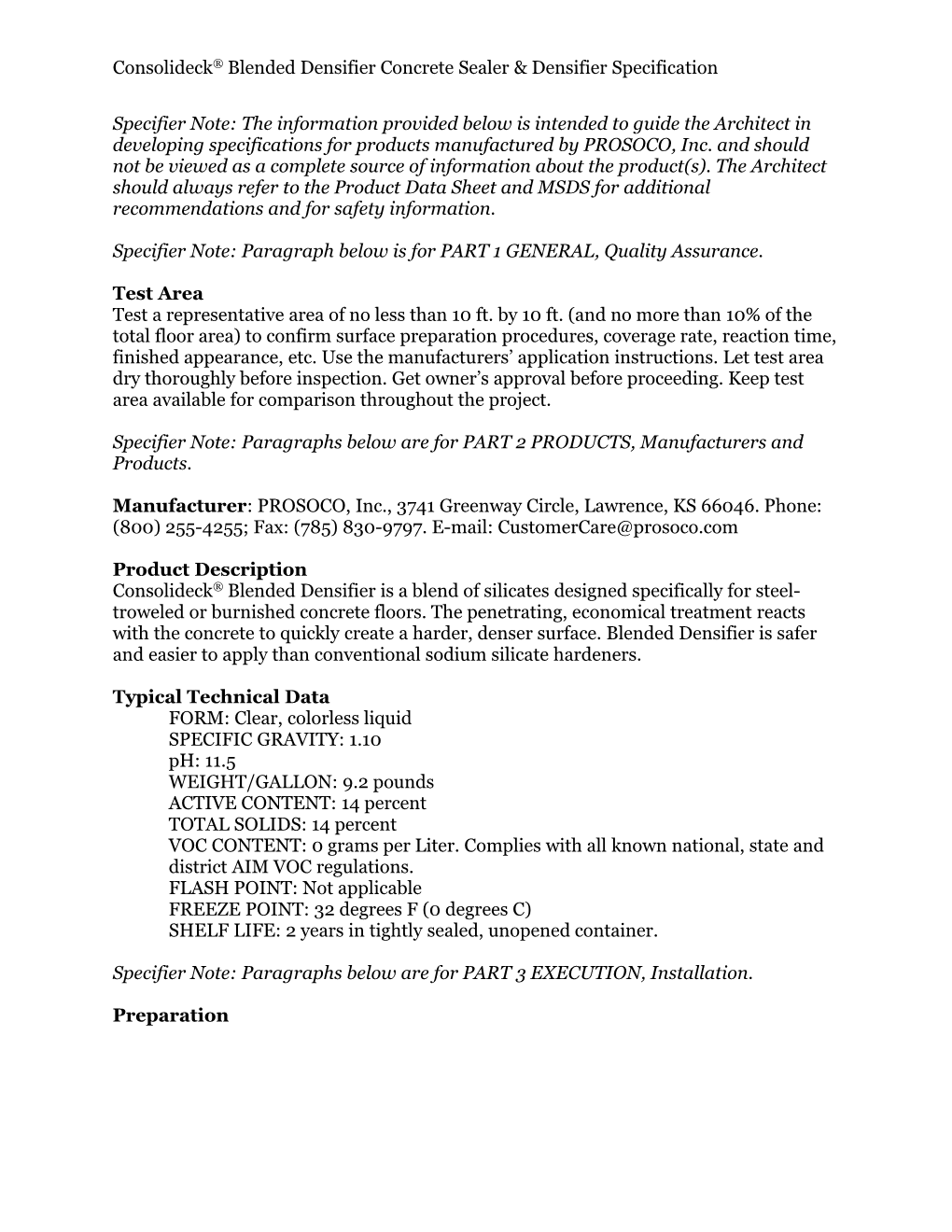 Specifier Note: the Information Provided Below Is Intended to Guide the Architect in Developing s1