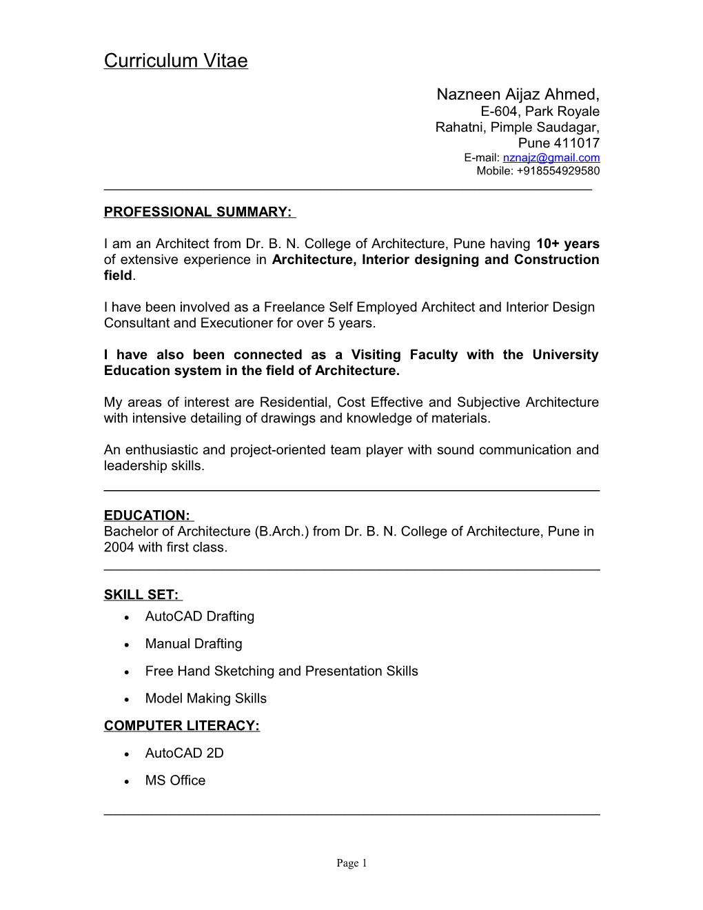 Curriculum Vitae s511